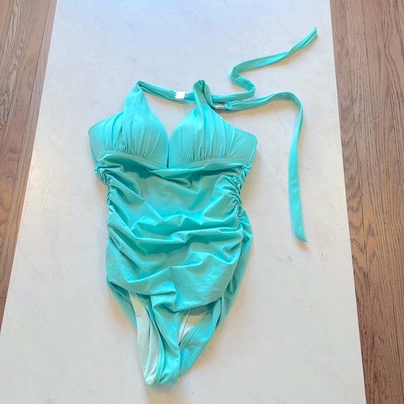 One piece ruched swimsuit by Victoria’s Secret in aqua blue - Picture 2 of 4